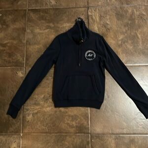Abercombie Women Quarter Zip Navy Blue Sweater